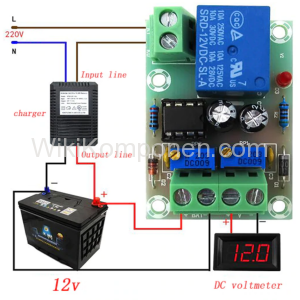 Kit Cut off Charger Aki Otomatis - Skema Kit Pemutus Arus Otomatis Charger Aki. Dalam skema tersebut menjelaskan cara pemasangan mulai dari sumber listrik ke rangkaian charger, kemudian ke rangkaian dan ke aki serta voltmeter. 