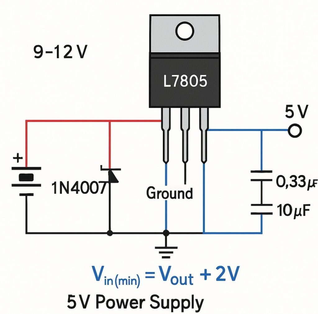 Skema Cara Merakit Power Supply 5V Menggunakan L7805