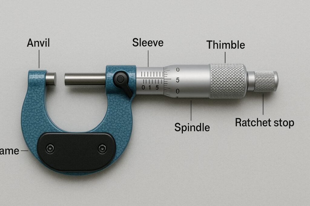 Foto atau gambar mikrometer baut ( micrometer screw) untuk artikel Cara Menggunakan Mikrometer