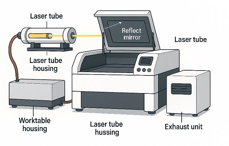 Bagian-bagian Mesin Laser Cut CO2